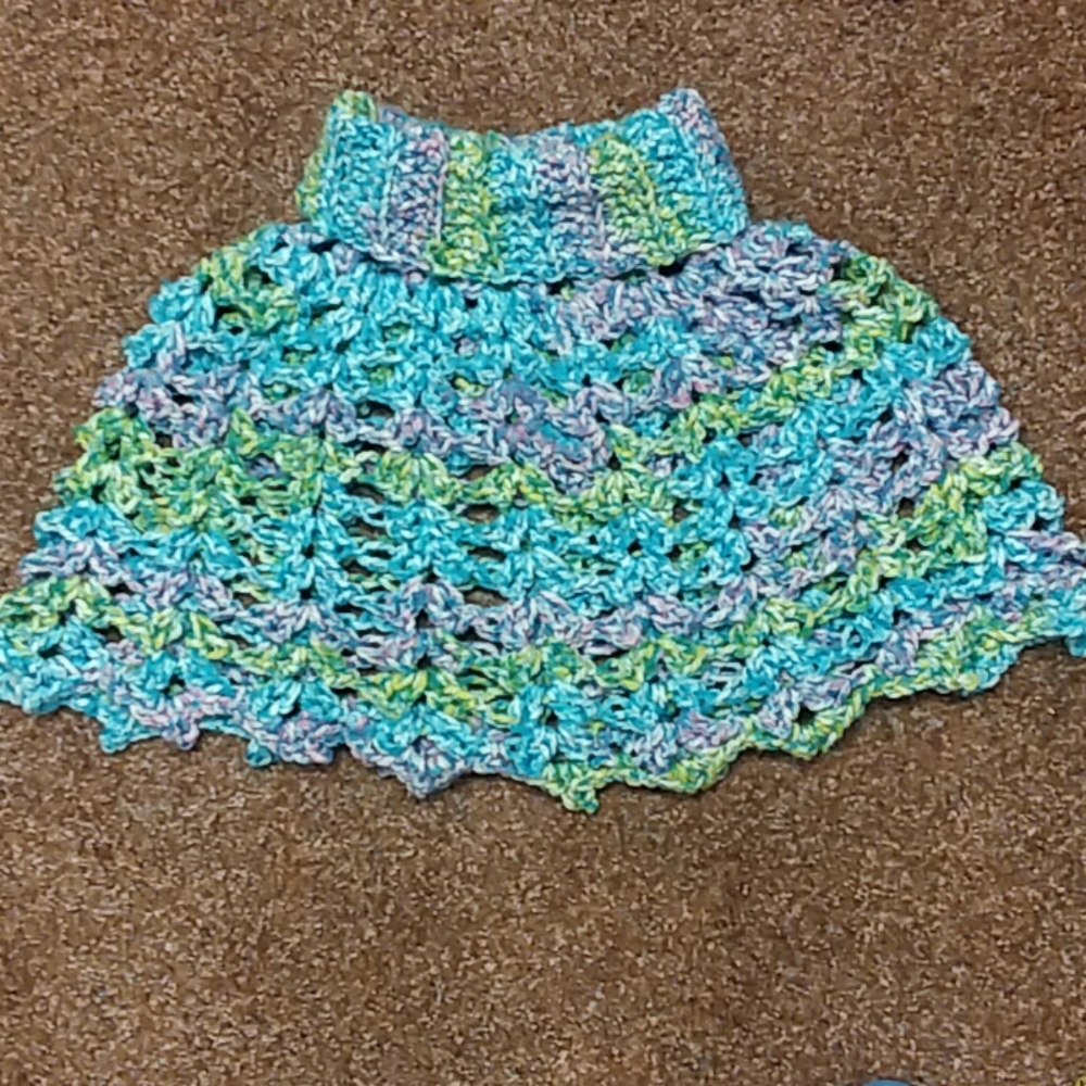 Crochet small adult cowl neck cape poncho